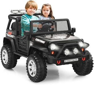 HONEY JOY 2 Seat Ride On Truck, 12V Battery Powered Electric Cars for Kids, Spring Suspension, LED Lights, Remote Control, Horn, Music/ MP3, Toddler 4 Wheeler Toys Car