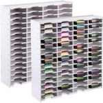 Sunnychicc 2 Pack 60 Slots Ink Pad Storage Holder Stamp Pad Storage Organizer Capacity up to 120, Ink Pad Storage Stamp Holder Storage Rack for Home Office Crafts School Supplies, White