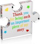 Teacher Appreciation Gifts for Women, Men - Thank You Engraved Acrylic Block Puzzle 3.4 x 2.8 inch - Heartwarming Teacher Gift - Cute Student Teacher Gifts - Novelty Daycare Teacher Gift