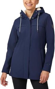 Free Country Women’s Long Softshell Jacket Fleece Lined Hooded Wind & Water Resistant Coat for Hiking Travel Ski-Midnight-Size M