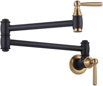 Pot Filler Faucet Black Gold: ARCORA Modern Pot Filler Wall Mount 2 Handle with Double Joint Swing Arms Brass Stove Faucet