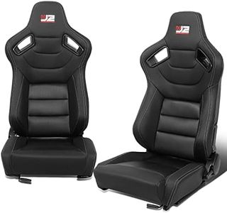 J2 Engineering J2-RS-002-BK Universal Reclinable Back Rest Racing Bucket Seats, 38" H X 21" W X 23" D, 1 Pair, Black