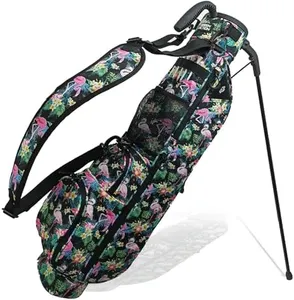 GREEN ACTION Sunday Golf Bag with Strap & Stand, Lightweight Golf Stand Bags with Two-Way Divider/Cooler Pocket, Golf Club Bags Holds 5-6 Clubs for Driving Range, Par 3 and Standard Courses Men Women