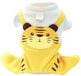 KUTKUT Cute Tiger Bib Dog Pajamas, Winter Romper with Drawstring Buckle for Small Dogs, Warm Dog Clothes with Leash Ring All-in-One Jumpsuit for Small Dogs (Size: XL, Adjustable Chest: 50cm - 55cm)