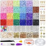 Didiseen 6000Pcs Clay Beads Kit Bracelet Making Kit Jewelry Handmade 6mm Polymer Clay Bead Set Flat Round Heishi Beads for Kids Adults DIY Necklace Earring Pendants