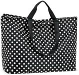 CLUCI Travel Beach Tote Bag for Women Large Waterproof Sandproof Pool Gym Bag Foldable Carry On Bag with Top Zipper Closure Black & White Dot