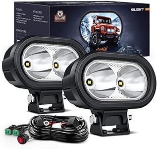 Nilight 2 PCS 4 Inch Motorcycle LED Pods 2100LM Built-in EMC Driving Light Super Spotlight Offroad Fog Lights w/ 16AWG DT Wiring Kit for Motorbike SUV ATV Truck Boat Tractor Forklift