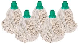 Abbey No.16 Socket Cotton Mop heads Replacement Pack of 5 – Super Absorbent String Mop Universal Screw On Socket - Floor Cleaning Heavy Duty mop head ( Green )