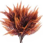 CATTREE Artificial Fern Shrubs, Plastic Plants Boston Ferns Grass Fake Bushes Greenery Leaves Wedding Indoor Outdoor Home Garden Verandah Office Table Centerpieces Arrangements Decoration Red 6 Pack