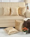 Shri Anand Creations Home Velvet Fur Decorative Cushion Covers Set 16X16 inches for Sofa, Chair, Bed, Diwan, Couch. (Cream Set of 2)