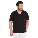 WILD WEST Mens Plus Size V Neck Black Half Sleeve Tshirts for Men (AABB)