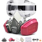 RANKSING Reusable Respirator Gas Mask with Glasses 60921 Filters and Cartridges to Against Dust Gases Fumes Asbestos Chemicals while Painting Spraying Sanding Welding Construct and Work PPE