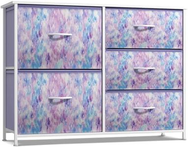 Sorbus Kids Dresser with 5 Drawers - Storage Chest Organizer Unit with Steel Frame, Wood Top & Handles, Tie-dye Fabric Bins for Clothes - Wide Furniture for Bedroom Hallway Kids Room Nursery & Closet
