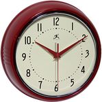 Infinity Instruments Round Silent Red Retro Indoor Wall Clock