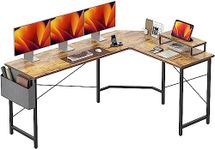 CubiCubi L Shaped Gaming Desk, 66.9 inch Computer Corner Desk with Monitor Shelf for Home Office Study Writing Workstation, Rustic Brown