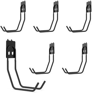XINGNEST 6-Pack Large Heavy Duty Pegboard Hooks - 66 lbs Capacity Double Arm Straight Tool Holders for 1/4 Inch Pegboards - Vinyl-Coated Hangers for Leaf Blowers, Weed Eaters, Hoses & Ladders