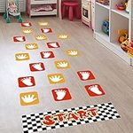 Footprint and Palm Lattice Floor Sticker Wall Decals, Colorful Feet Puzzle Hopscotch Game Start Wall Stickers, Removable DIY Art Ground Corridor Wallpaper Décor for Kids Bedroom, Nursery, Classroom