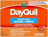Vicks DayQuil Cold and Flu Medicine, Cough Suppressant, Nasal Decongestant, Pain & Fever Reducer, Non-Drowsy Formula, 16 Liquid Capsules