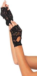 Leg Avenue Women's Keyhole Lace Fingerless Gloves Costume Accessories, Black, One Size US