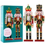 THE TWIDDLERS 2 Wooden Christmas Nutcracker Soldiers, 30cm / 12" in Festive Colours, Premium Pine Wood, Traditional Christmas Decorations Indoor Classic Xmas Decorations Ornaments & Moving Parts