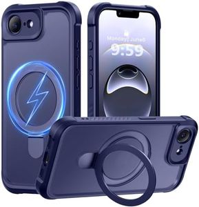 MOCCA Design for iPhone 16e Case with Magnetic Invisible Stand [Full Camera Protection] [Compatible with Magsafe] Military Drop Shockproof Translucent Matte Phone Case Cover 6.1",Deep Blue