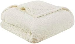 Woolrich Burlington Luxury Berber Blanket Ivory 90 * 90 Full/Queen Size Premium Soft Cozy Soft Berber for Bed, Coach or Sofa