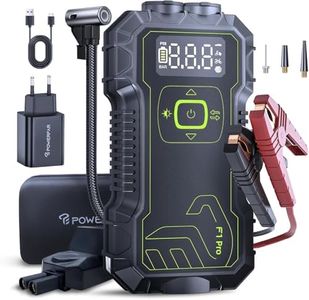 POWERFAR Booster avviamento auto portatile con compressore per Auto Aria 160 PSI, Avviatore batteria auto starter atteria auto da 5000 A (10 l benzina/9 l diesel), Avviamento emergenza per auto 12 V