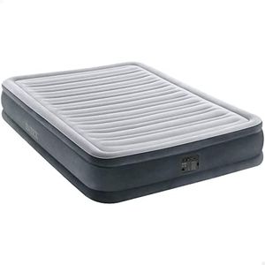 Intex 67768 Materasso Una Piazza e Mezza Comfort Plush, 137 x 191 x 33 cm, Bicolore - Grigio chiaro e Grigio scuro, con Pompa incorporata