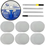 9 Inch Drywall Sander, Manual Hand Drywall Sander with Extension Pole & 24 pcs Sanding Sheets 80-240 Grits - 6 Types for Painting Projects