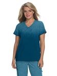 KOI Basics 1031PR Women's Cali Scrub Top Caribbean Blue Heather Ombre 3XL