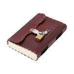 Craftezo Leather Journal with lock and key, Writing Pad Blank Notebook Handmade Notepad Men & Women Unlined Paper Best Present Art Sketchbook Travel Diary To Write Book Of Shadow (BROWN)