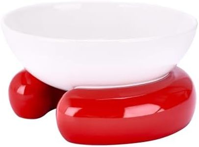 DDOXX Raised Cat Bowl - 10oz Modern Elevated Cat Water Bowl - Red Stand with White Bowl, Ideal for Small and Medium-Sized Dogs - Stylish and Functional - 3.6"x5.9"x6.1"