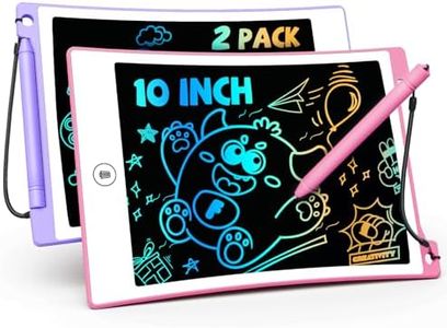 TEKFUN 10in 2 Pack LCD Writing Tablet Coloring Doodle Board Drawing Sketch Pad for Kids with Anti-Lost Stylus, Car Trip Educational Kids Toys Birthday for 3 4 5 6 7 Girls Toddlers