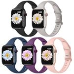 Adorve Slim Band Compatible with Apple Watch Bands 41mm 40mm 38mm 42mm 44mm 45mm 49mm Women, Soft Silicone Thin Narrow Sport Replacement Strap Wristbands for iWatch Series 9 8 7 6 5 4 3 2 1 SE Ultra