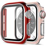 2 Pack Cases for Apple Watch Case 40mm 41mm 44mm 45mm Series8/7/se2/se/6/5/4 Built in Tempered Glass Screen Protector Ultra-Thin Bumper Full Coverage iWatch Protective Cover for Women Men