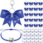 Misdary 40 Pcs Cheer Bow Keychain Bulk Adjustable Cheer Bracelet Cheerleader Gift Set for Teen Girl Team Cheerleading Sports Accessory(Blue)