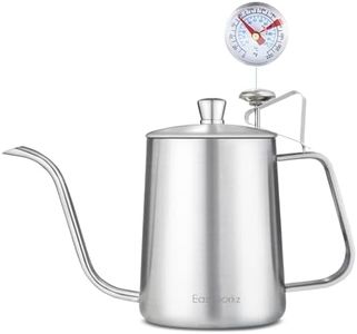 Easyworkz Gage Pour Over Kettle 600 ml Stainless Steel Gooseneck Long Narrow Drip Spout Coffee Tea Pot with Thermometer Silver