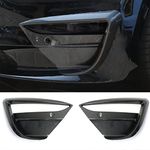 FASTCHE For Tesla Model 3 Fog Light Trim Front Fog Light Cover Eyebrow Cover Trim Frame Exterior Decoration for 2017 2018 2019 2020 2021 2022 2023 Tesla Model 3 Accessories (ABS Glossy Carbon Fiber)