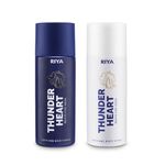 RIYA THUNDERHEART BEATS FOR INDIA| White & Blue Body Spray Deodorant for Men & Women (150 ml each) | Aquatic & Amber Notes | Pack of 2