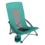 SONGMICS Portable Beach Chair, Folding Camping Chair with High Backrest, Cup Holder, Outdoor Picnic Chair, Lightweight, Heavy-Duty, Max. Load 330 lb, Green UGCB061C01