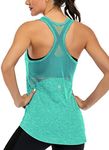 ICTIVE Workout Tank Tops for Women Sleeveless Yoga Tops for Women Mesh Racerback Tank Tops Muscle Tank Workout Tops for Women Backless Running Tank Tops Activewear Gym Tops Light Green XXL