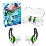 Hearprotek Swimming Ear Plugs Adults, 2 Pairs Reusable Silicone Waterproof Swim Water Ear Plugs for Swim Ear Protection,Swimmers, Shower, Bath, Pool(Green)