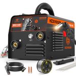 H HZXVOGEN 145A MIG Welder, 240V Gasless MIG Welder Welding Machine, 3-in-1 Flux Core MIG/ARC/Lift TIG, Synergic Control, IGBT Inverter, LED Display, MIG145II
