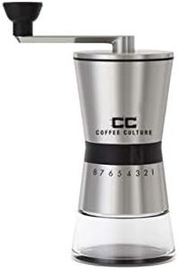 Coffee Culture Premium Hand Burr Grinder, Silver, CC-BURGX