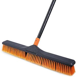 CLEANHOME 24”Push Broom Brush for Floor Cleaning with 65” Long Handle and Stiff Bristles, Heavy Duty Brush for Shop, Deck, Garage, Concrete,Indoor and Outdoor Broom,Orange