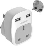 USB Plug Adaptor UK with 2 USB Port