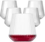 Lueumxc 40 Pack Plastic Ribbed Wine Glasses, 14Oz Origami Disposable Wine Glasses Unbreakable Clear Plastic Cocktail Glasses Recyclable Shatterproof Reusable Plastic Wine Cups (14oz 40pack)