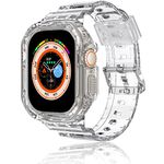 Clear Watch Band Compatible for Apple Watch Ultra 49mm Jelly Crystal Rugged Bumper Case TPU Transparent Sport Shockproof Protective Case for iWatch Ultra 49mm Cases with Band (Clear)