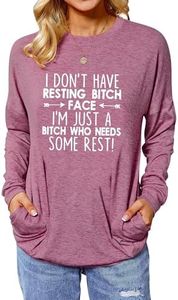 Women Daily Wear Funny T-Shirt | Sounds Like My Friend Shirt | I Don't Have Resting Face But Need Rest Tee Tops, 7-brick Red, Medium