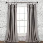 Lush Decor Lydia Curtains Ruffle Window Set for Living, Dining, Bedroom, 84 in L Panel Pair, Gray